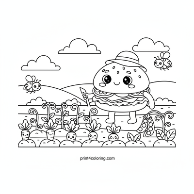 Burger Buddy's Magical Veggie Patch - free printable coloring page