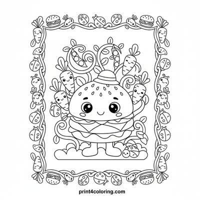 The Magical Burger Garden Adventure - free printable coloring page