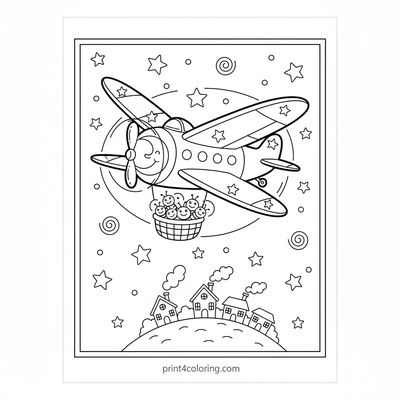 The Magical Cloud Express: Starry Night Delivery - free printable coloring page