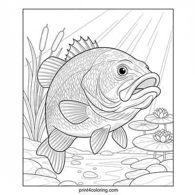 Majestic Bass: Underwater Garden Portrait - free printable coloring page