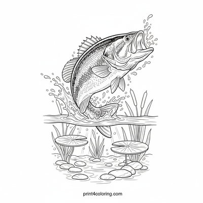 Dynamic Bass in Its Lush Underwater World - free printable coloring page