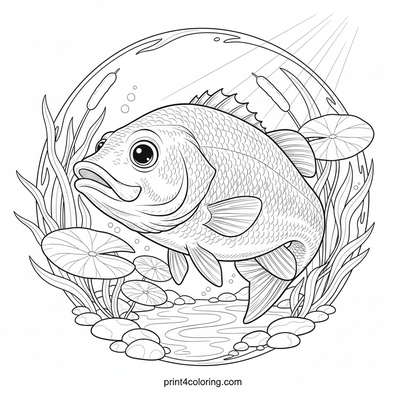Majestic Bass in its Underwater Garden - free printable coloring page