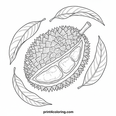 Majestic Durian Fruit: Spiky & Sweet Reveal - free printable coloring page