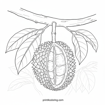 The Majestic Durian: King of Spiky Fruits - free printable coloring page