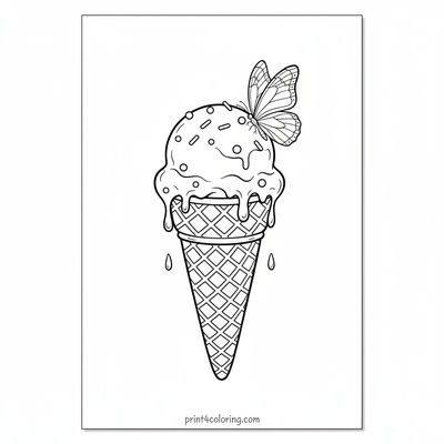 Melting Masterpiece: Butterfly's Sweet Perch - free printable coloring page