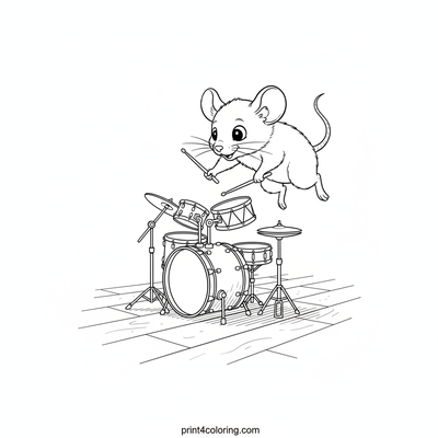 The Mouse and the Miniature Drum Kit: A Tiny Rock Star's Dream - free printable coloring page
