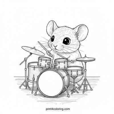 Musical Mouse's Tiny Drum Kit - free printable coloring page