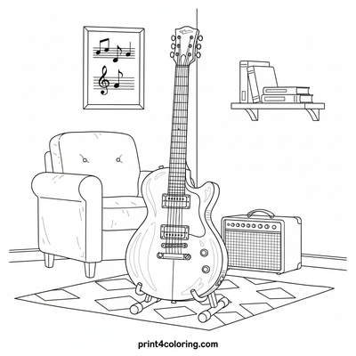 Electric Guitar Elegance - free printable coloring page