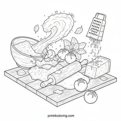 Rustic Pasta Kitchen Adventure - free printable coloring page
