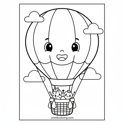 Smiling Pear Balloon Adventure - free printable coloring page