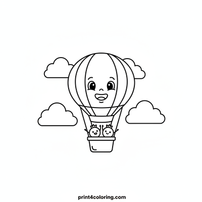 Sweet Sky Ride: Pear Hot Air Balloon Adventure - free printable coloring page