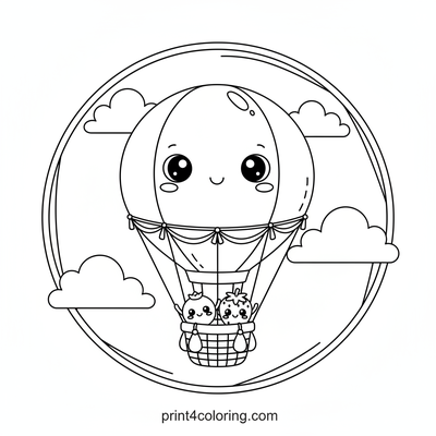 Pear-fectly Sweet Hot Air Balloon Adventure - free printable coloring page