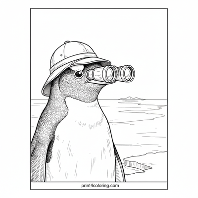 The Dapper Penguin Explorer's Grand View - free printable coloring page