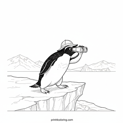 The Penguin Explorer's Grand View - free printable coloring page