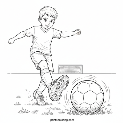 Precision Kick: Soccer Player in Action - free printable coloring page