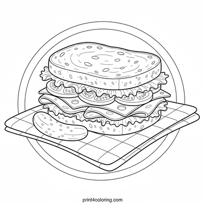 The Ultimate Picnic Sandwich Perfection - free printable coloring page