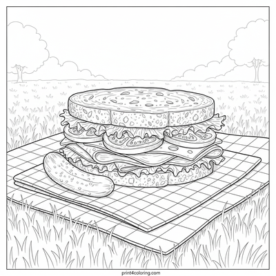 The Ultimate Picnic Sandwich Masterpiece - free printable coloring page