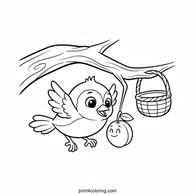 The Little Plum Picker Bird - free printable coloring page