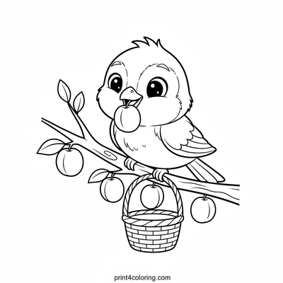 The Little Plum Picker Bird - free printable coloring page