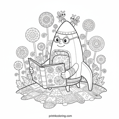 The Cosmic Reader: Rocket's Alien Library - free printable coloring page