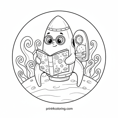 The Story-Loving Rocket's Alien Adventure - free printable coloring page