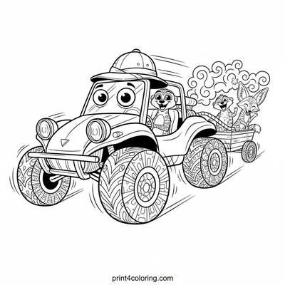The Silly Safari Buggy's Giggle-Powered Adventure - free printable coloring page