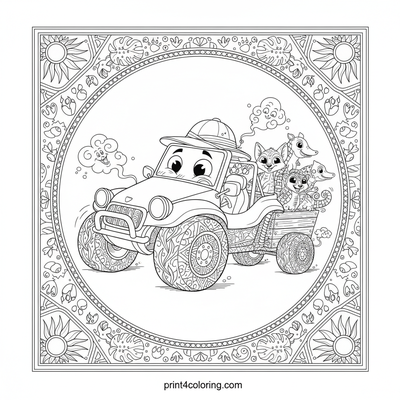 The Silly Safari Buggy's Desert Dash - free printable coloring page