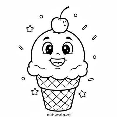 Happy Cherry-Topped Ice Cream Scoop