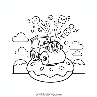 Silly Steamroller's Sprinkle Smash - free printable coloring page