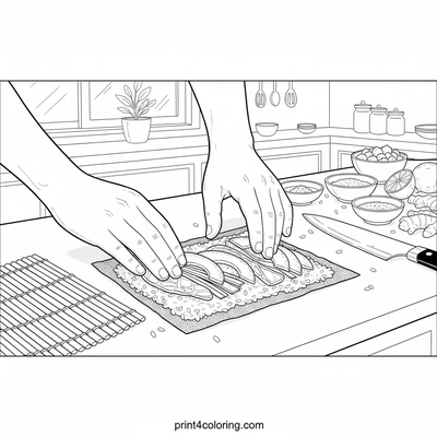 Chef's Delicious Sushi Creation - free printable coloring page