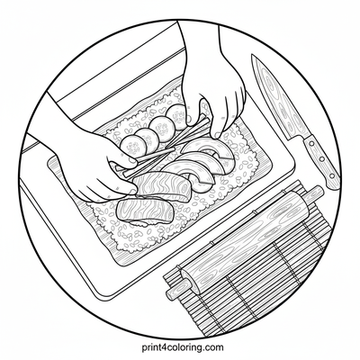 The Sushi Chef's Cozy Creation - free printable coloring page
