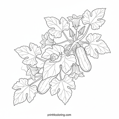 Sunny Zucchini Garden Adventure - free printable coloring page