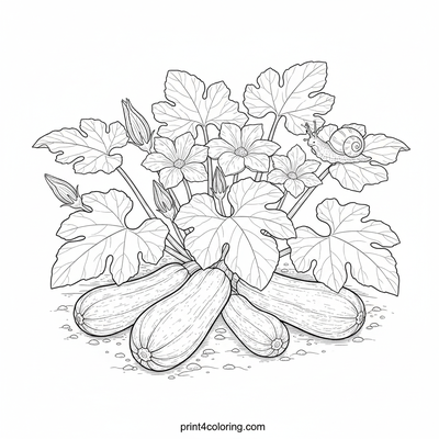 The Busy Zucchini Patch - free printable coloring page