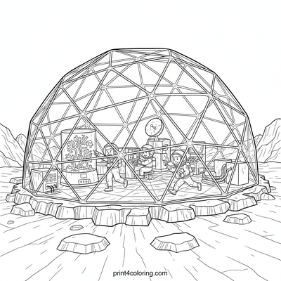 Venusian Research Dome Adventure - free printable coloring page