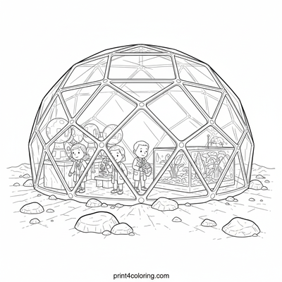 Venusian Explorer Dome: A Scientific Adventure - free printable coloring page