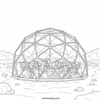 Venusian Explorer's Dome: A Scientific Outpost - free printable coloring page