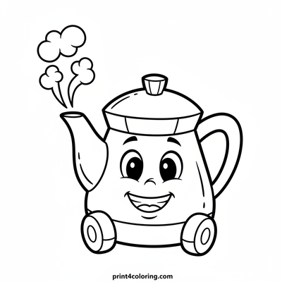 The Great Kitchen Race: Wobbly Coffee Pot's Big Dash! - free printable coloring page