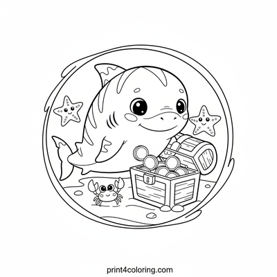 Tiger Shark's Cozy Treasure Discovery - free printable coloring page