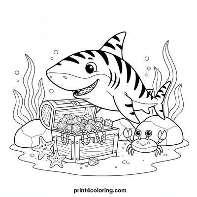 Tiger Shark's Grand Treasure Hunt - free printable coloring page