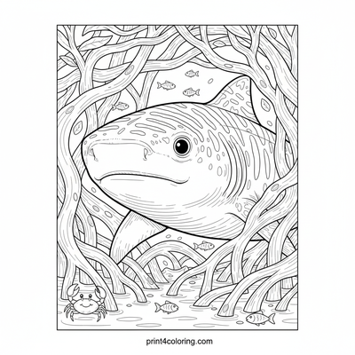 Tiger Shark's Mangrove Hideaway - free printable coloring page