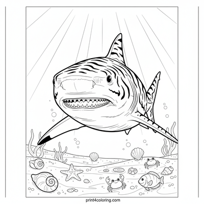 Gracious Tiger Shark Gliding - free printable coloring page
