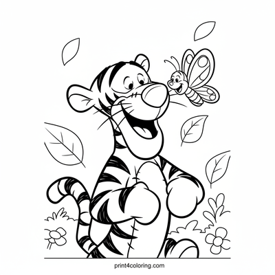 Tigger's Happy Forest Race - free printable coloring page