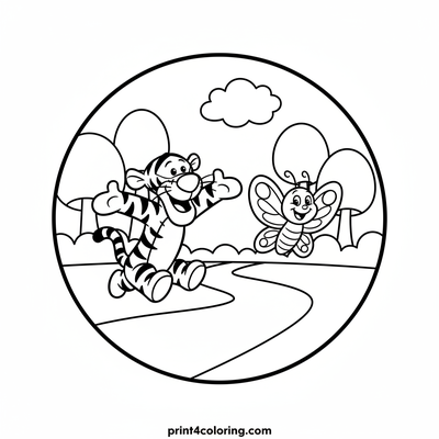 Tigger's Bouncy Forest Race - free printable coloring page