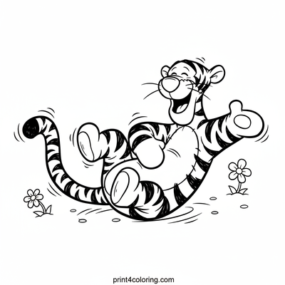 Tigger's Hilarious Giggle Roll - free printable coloring page