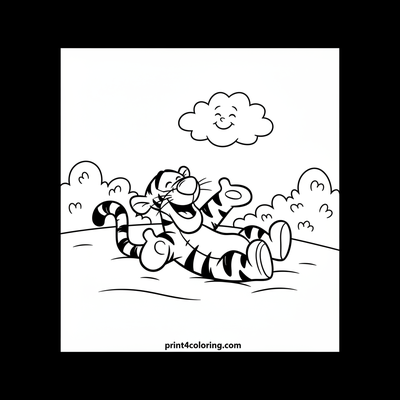 Tigger's Hilarious Giggle - free printable coloring page
