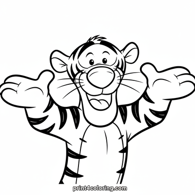 Tigger's Happy Hooray! - free printable coloring page