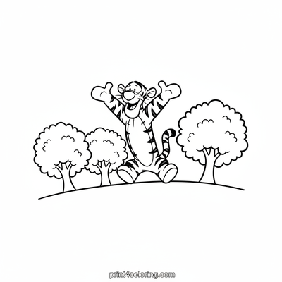 Tigger's Bouncy Hooray! - free printable coloring page