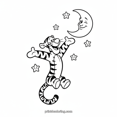 Tigger's Magical Starry Bounce - free printable coloring page