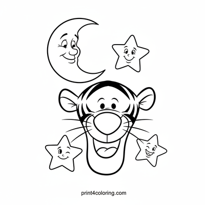 Tigger's High-Flying Starry Adventure - free printable coloring page