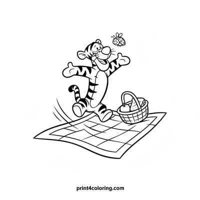 Tigger's Giggly Picnic Adventure - free printable coloring page